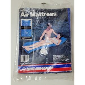 Vintage Seaway Blue Vinyl Inflatable Air Mattress Pool Float Model 53-2000 NIP